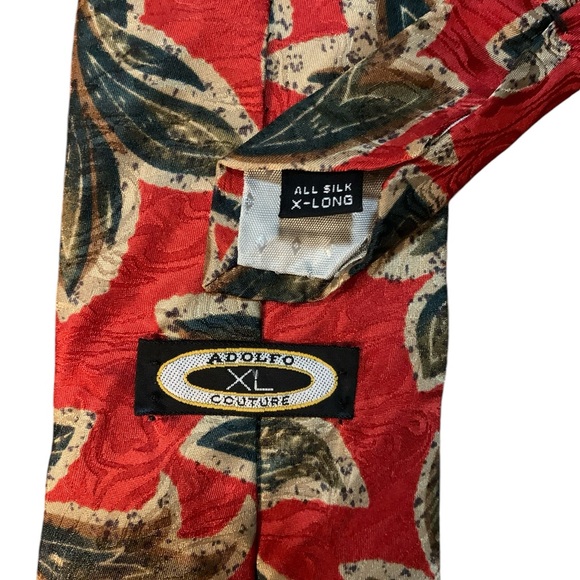 Adolfo couture extra long silk tie. Red and green. Excellent used condition. - Picture 4 of 4